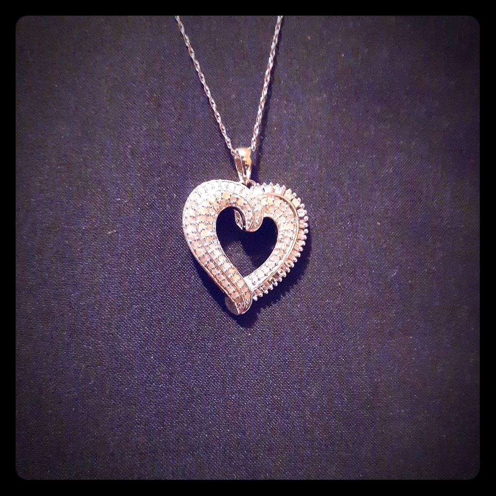 1 ctw Diamond Sterling Silver Heart Necklace